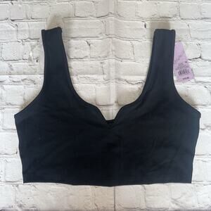 Wild Fable Womens Size Large Black Ribbed V Neck Pullover Crop Tank Top NWT 0164